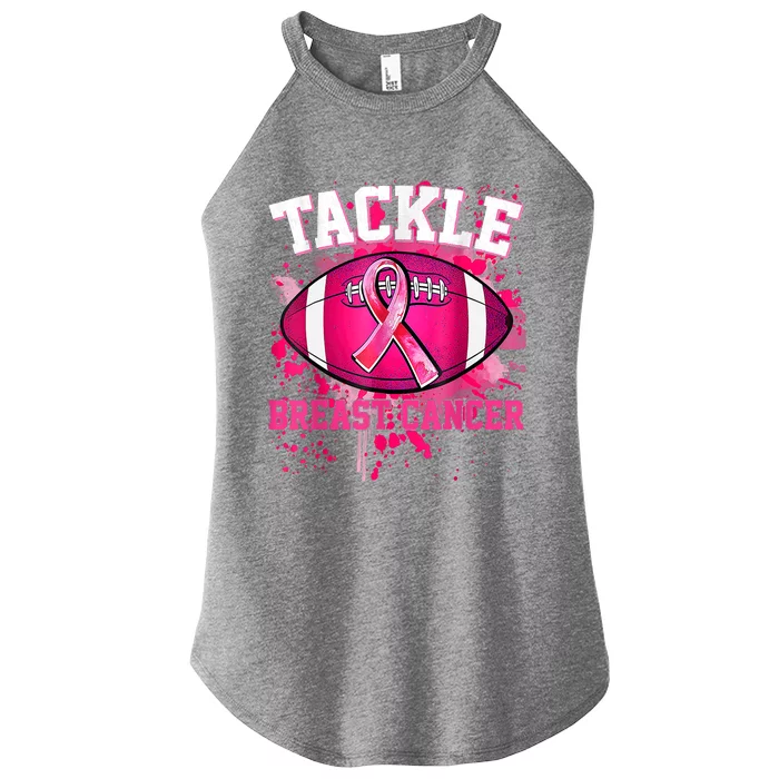 Tackle Football Pink Ribbon Breast Cancer Awareness Women’s Perfect Tri Rocker Tank