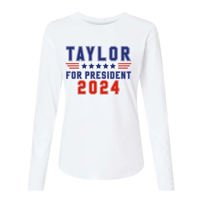 Taylor For President 2024 Funny Taylor First Name Womens Cotton Relaxed Long Sleeve T-Shirt