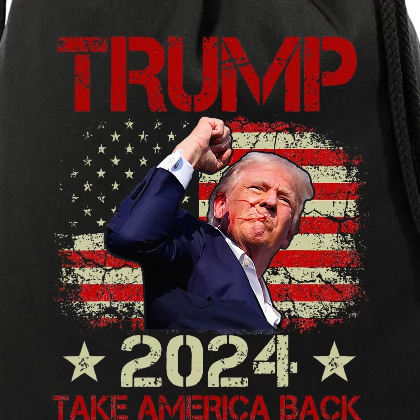 Trump Fist Pump Shot At Trump 2024 Trump Survives Rally Drawstring Bag