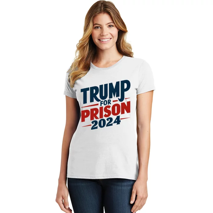 Trump For Prison 2024 Vintage Usa Flag Women's T-Shirt