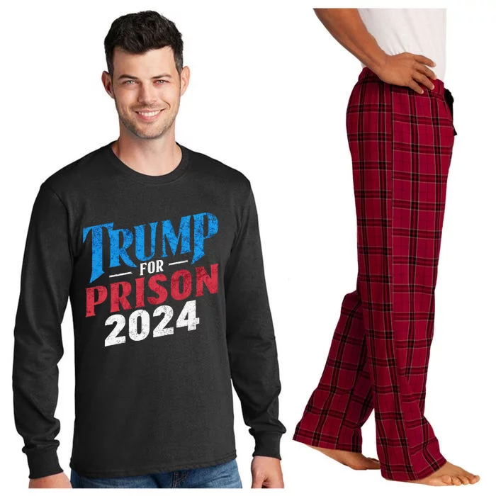 Trump For Prison 2024 Vintage Usa Flag Long Sleeve Pajama Set