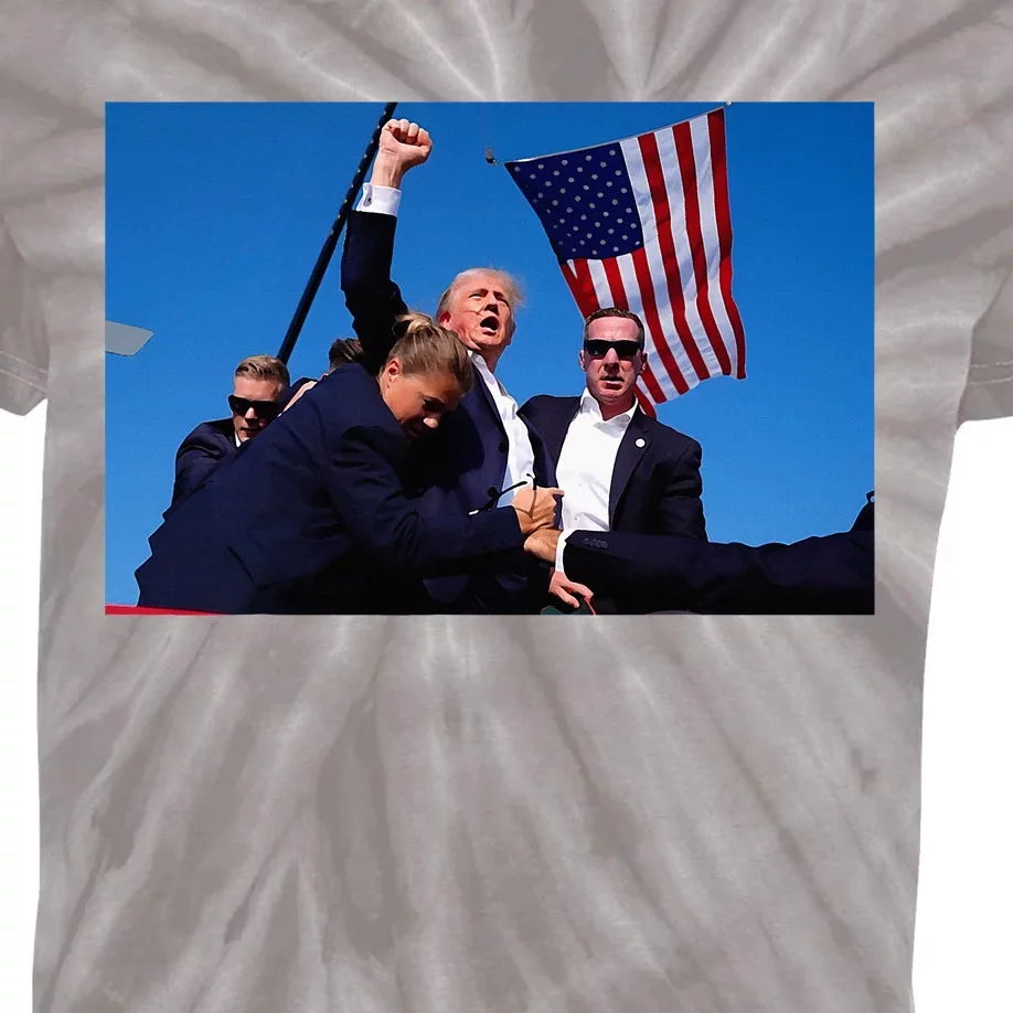 Trump Fist Pumped Fight Pray For Trump America Kids Tie-Dye T-Shirt