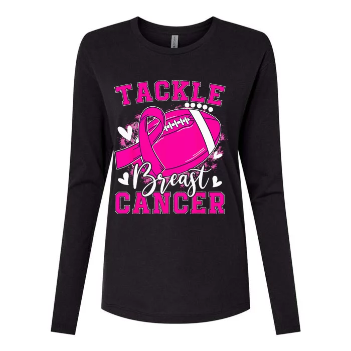 Tackle Football Pink Ribbon Breast Cancer Awareness Kids Womens Cotton Relaxed Long Sleeve T-Shirt