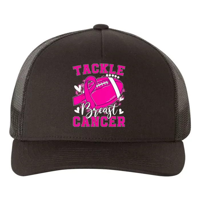 Tackle Football Pink Ribbon Breast Cancer Awareness Kids Yupoong Adult 5-Panel Trucker Hat