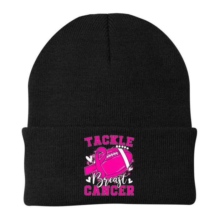 Tackle Football Pink Ribbon Breast Cancer Awareness Kids Knit Cap Winter Beanie