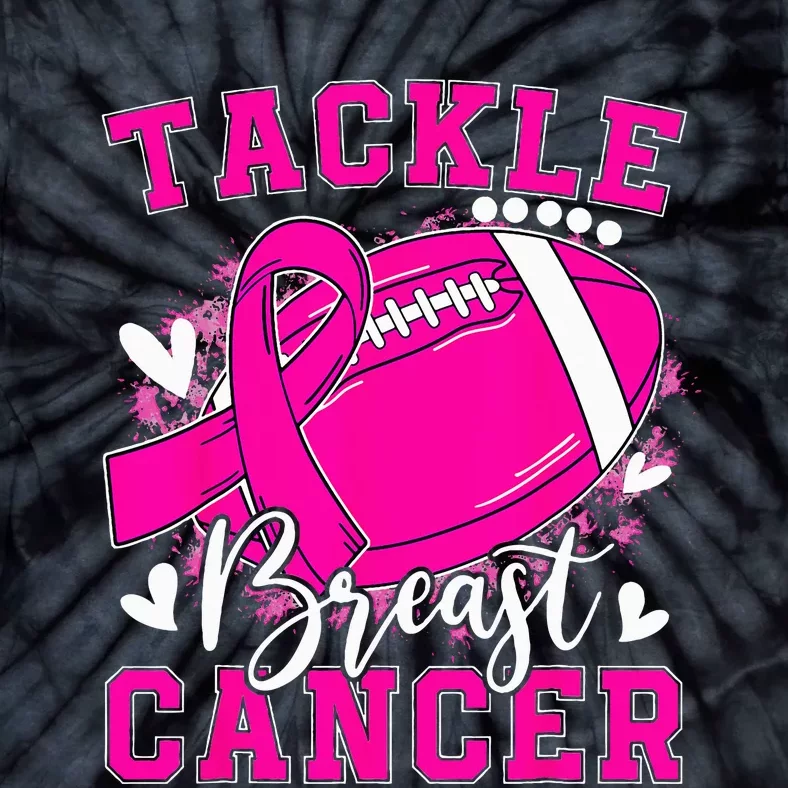 Tackle Football Pink Ribbon Breast Cancer Awareness Kids Tie-Dye T-Shirt