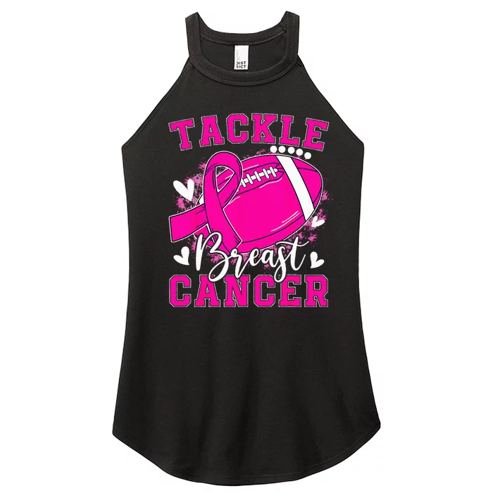 Tackle Football Pink Ribbon Breast Cancer Awareness Kids Women’s Perfect Tri Rocker Tank