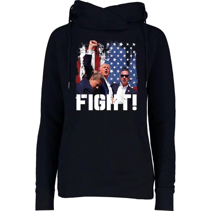 Trump First Pump Fight Womens Funnel Neck Pullover Hood