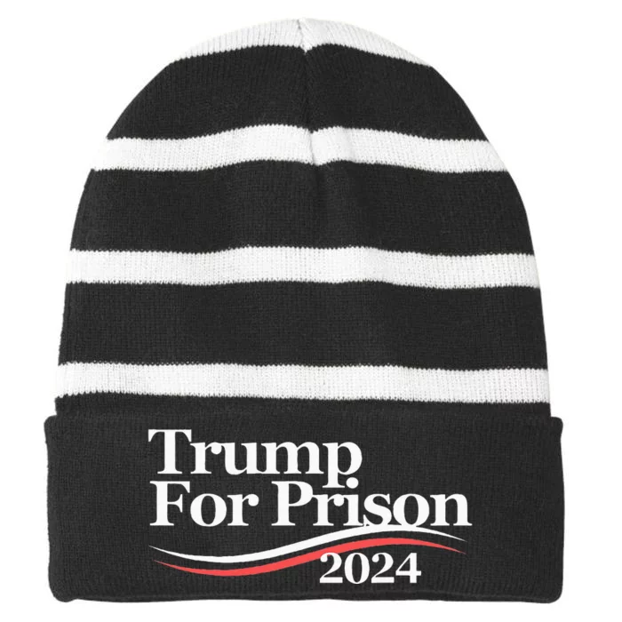 Trump For Prison 2024 Striped Beanie with Solid Band