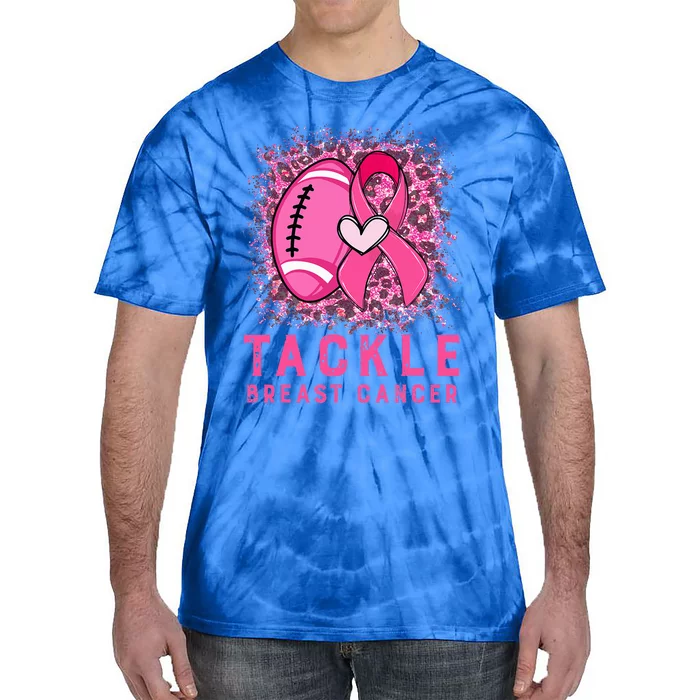 Tackle Football Pink Ribbon Breast Cancer Awareness Tie-Dye T-Shirt