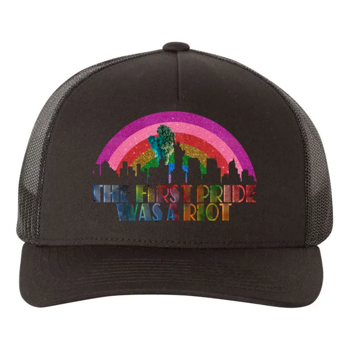 The First Pride Was A Riot Yupoong Adult 5-Panel Trucker Hat