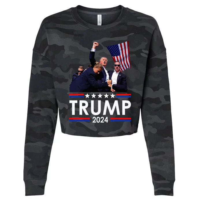 Trump Fist Pump Shot At Trump 2024 Cropped Pullover Crew