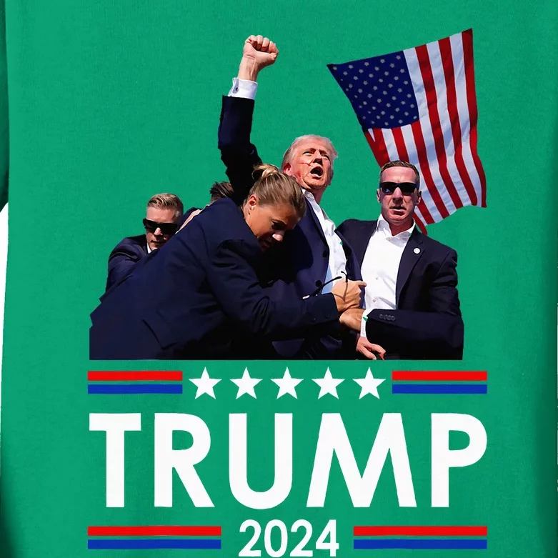 Trump Fist Pump Shot At Trump 2024 Kids Long Sleeve Shirt