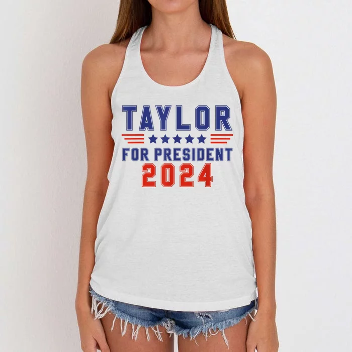 Taylor For President 2024 Funny Taylor First Name Women's Knotted Racerback Tank