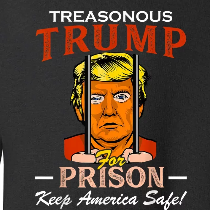 Trump For Prison 2024 Funny Support Trump Retro Usa Flag Toddler Sweatshirt