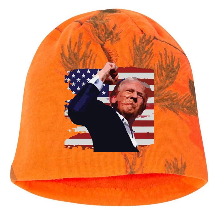 Trump Fist Pump Shot A Trump 2024 Trump For President Kati - Camo Knit Beanie