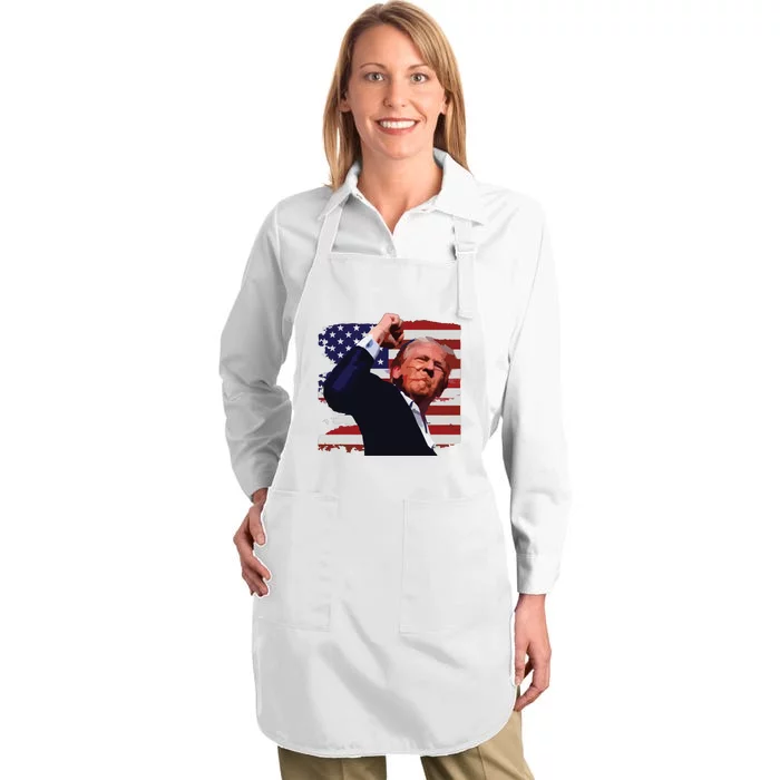 Trump Fist Pump Shot A Trump 2024 Trump For President Full-Length Apron With Pocket