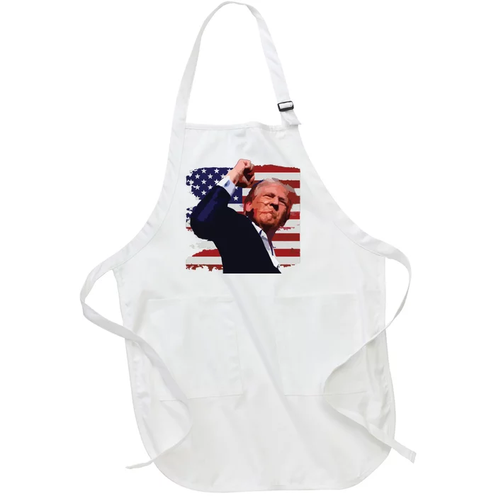 Trump Fist Pump Shot A Trump 2024 Trump For President Full-Length Apron With Pocket