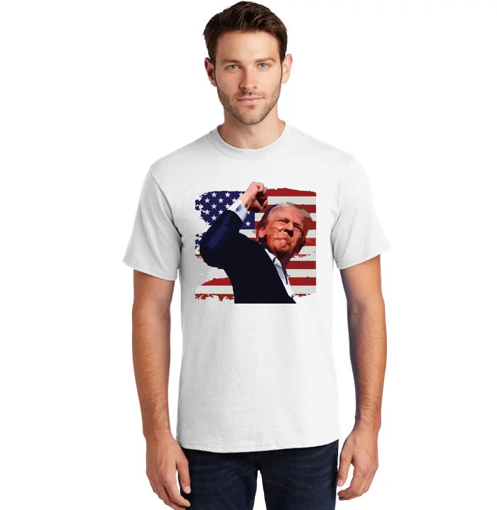 Trump Fist Pump Shot A Trump 2024 Trump For President Tall T-Shirt