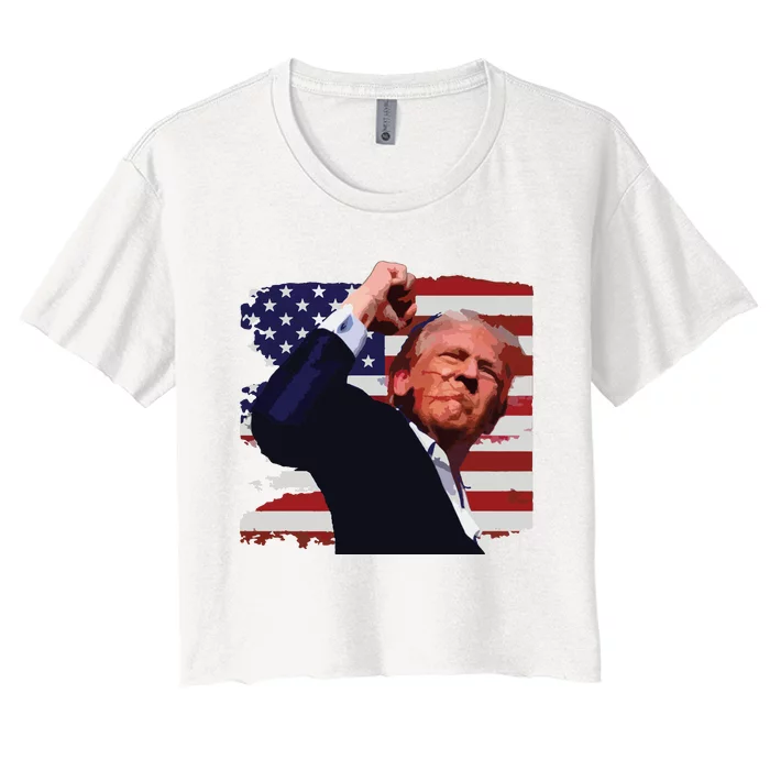 Trump Fist Pump Shot A Trump 2024 Trump For President Women's Crop Top Tee