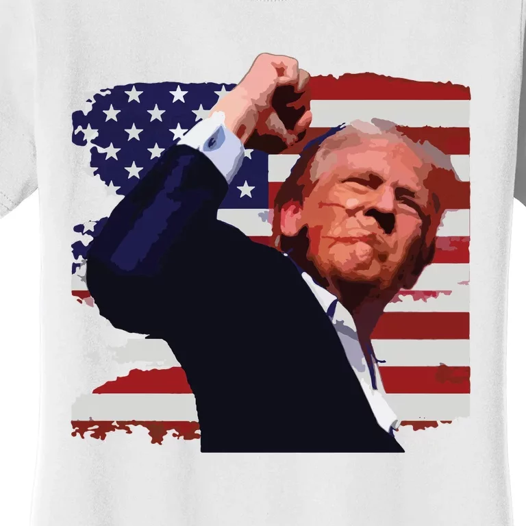 Trump Fist Pump Shot A Trump 2024 Trump For President Women's T-Shirt