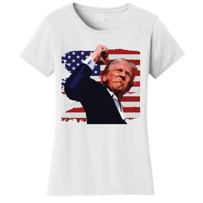 Trump Fist Pump Shot A Trump 2024 Trump For President Women's T-Shirt