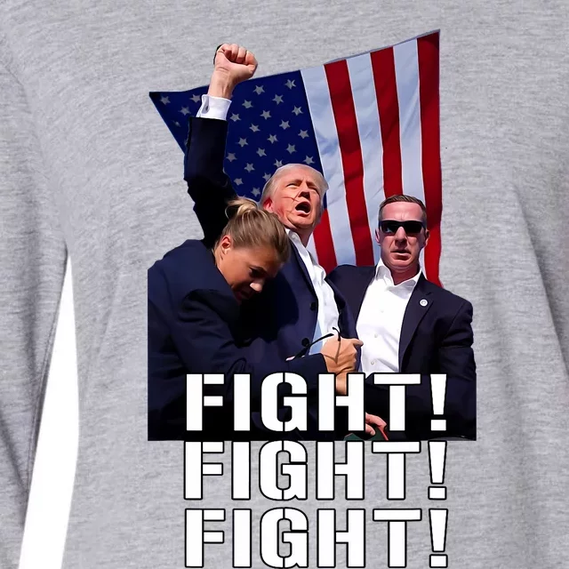 Trump Fist Pumped Fight Pray For Trump America Womens Cotton Relaxed Long Sleeve T-Shirt