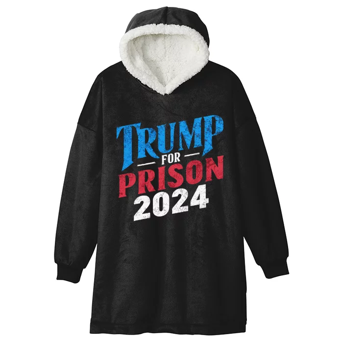 Trump For Prison 2024 Vintage Usa Flag Hooded Wearable Blanket