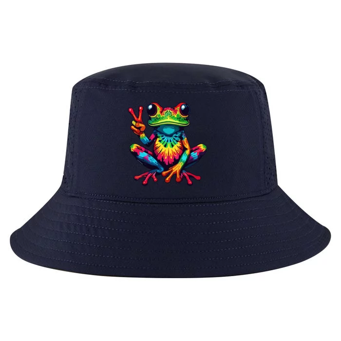 Tiedye Frog Peace Sign Hippie Cool Comfort Performance Bucket Hat