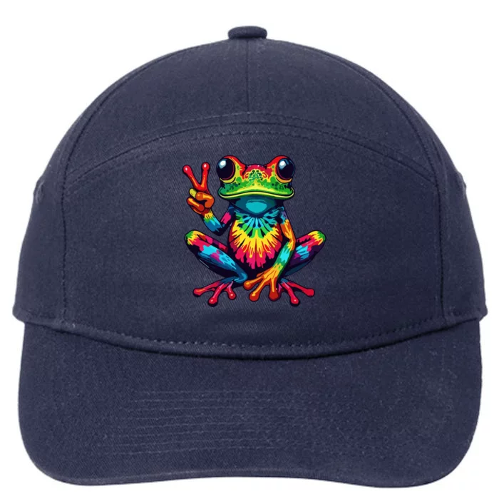 Tiedye Frog Peace Sign Hippie 7-Panel Snapback Hat