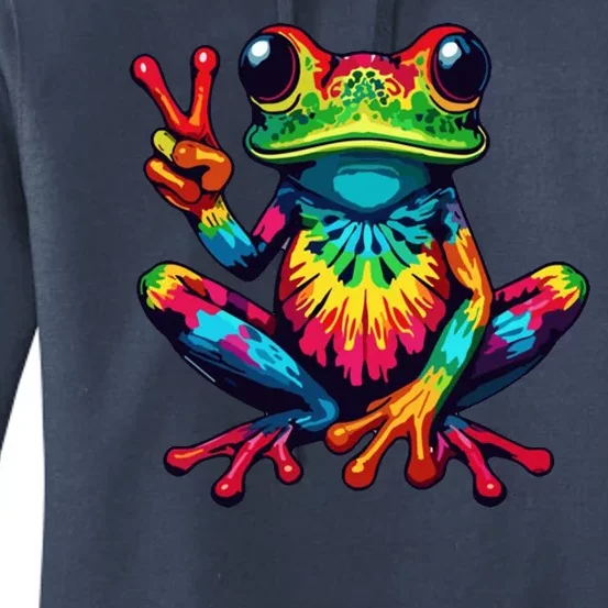 Tiedye Frog Peace Sign Hippie Women's Pullover Hoodie