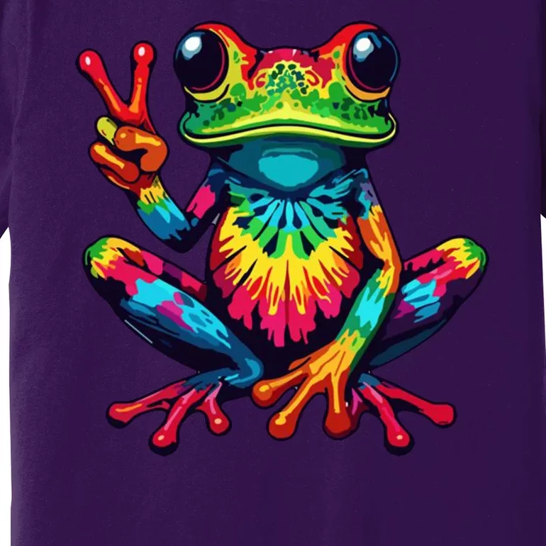 Tiedye Frog Peace Sign Hippie Premium T-Shirt