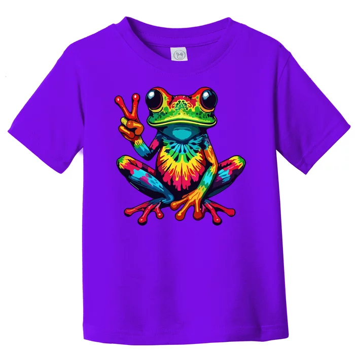 Tiedye Frog Peace Sign Hippie Toddler T-Shirt