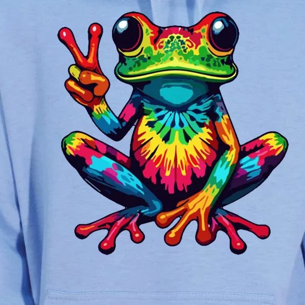 Tiedye Frog Peace Sign Hippie Unisex Surf Hoodie