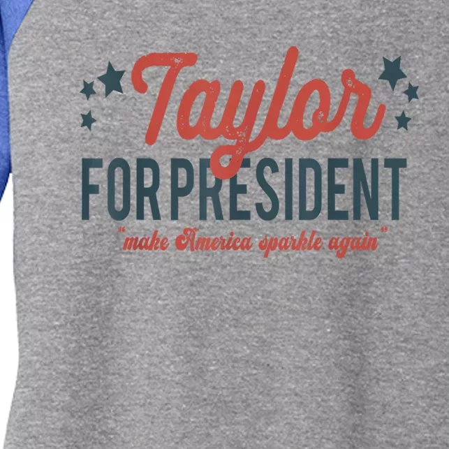 Taylor For President 2024 Gift Women's Tri-Blend 3/4-Sleeve Raglan Shirt