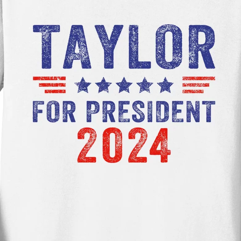 Taylor For President 2024 Kids Long Sleeve Shirt