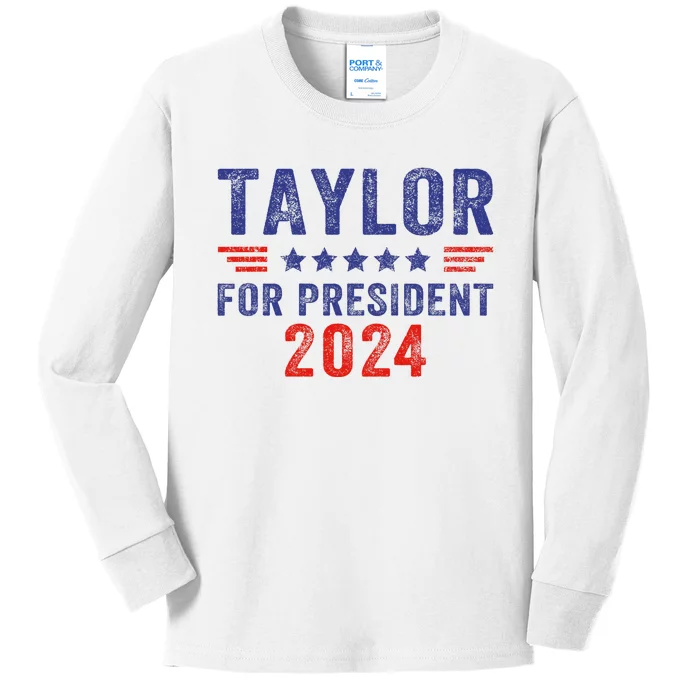 Taylor For President 2024 Kids Long Sleeve Shirt