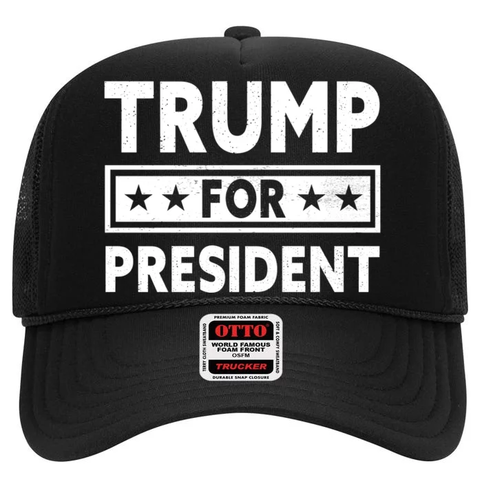 Trump For President Trump 2024 High Crown Mesh Trucker Hat