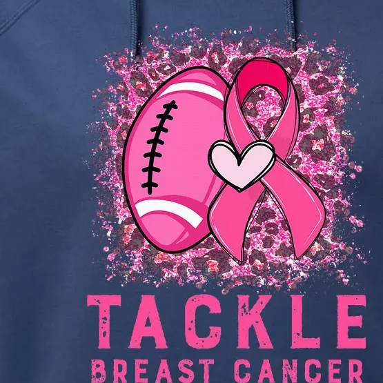 Tackle Football Pink Ribbon Breast Cancer Awareness Performance Fleece Hoodie