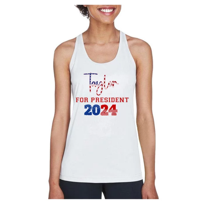 Taylor For President 2024 Funny Campaign Design Women's Racerback Tank