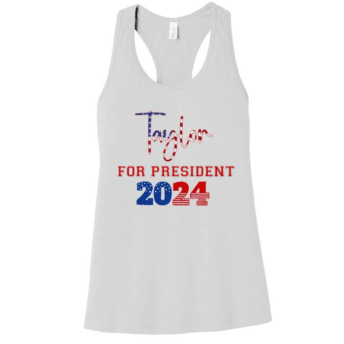 Taylor For President 2024 Funny Campaign Design Women's Racerback Tank