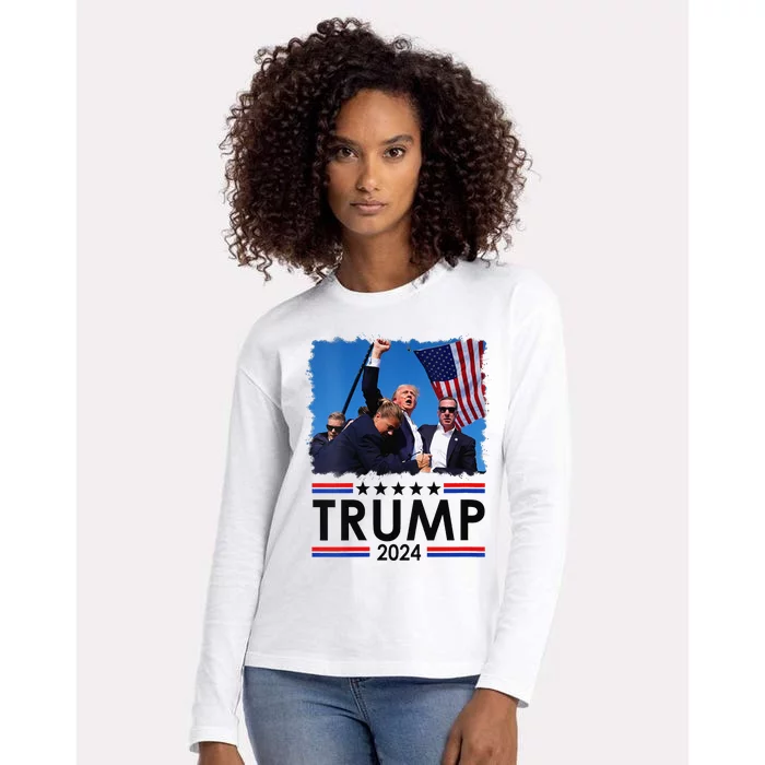 Trump Fist Pump Shot At Trump 2024 Trump Survives Rally Womens Cotton Relaxed Long Sleeve T-Shirt