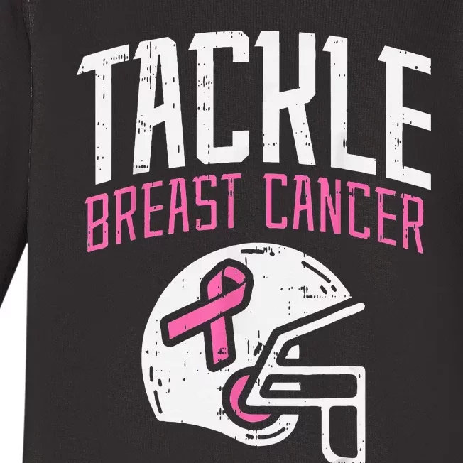 Tackle Football Ribbon Breast Cancer Awareness Baby Long Sleeve Bodysuit