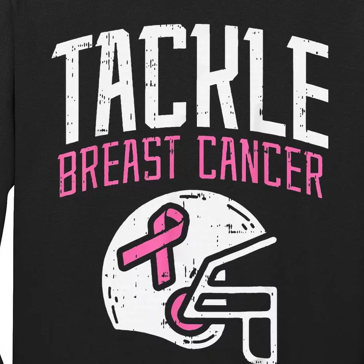 Tackle Football Ribbon Breast Cancer Awareness Tall Long Sleeve T-Shirt