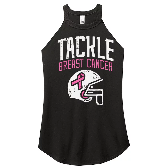 Tackle Football Ribbon Breast Cancer Awareness Women’s Perfect Tri Rocker Tank