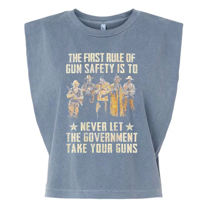 The First Rule Of Gun Safety Garment-Dyed Women's Muscle Tee