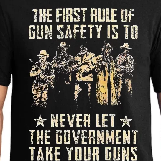 The First Rule Of Gun Safety (on back) Pajama Set