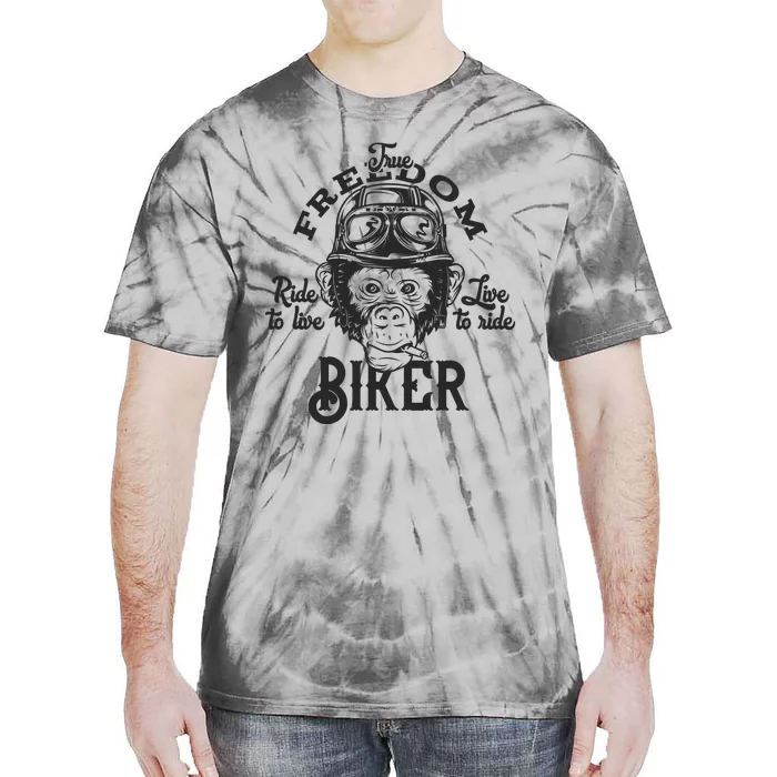 True Freedom Ride To Live Live To Ride Biker Tie-Dye T-Shirt