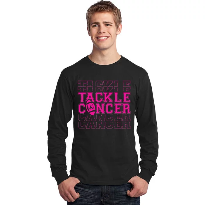 Tackle Football Ribbon Breast Cancer Awareness Tall Long Sleeve T-Shirt