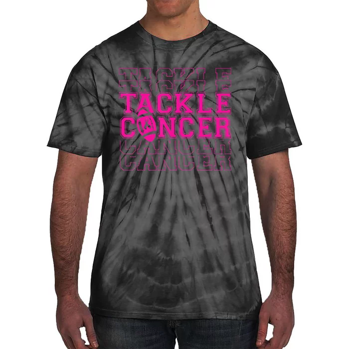 Tackle Football Ribbon Breast Cancer Awareness Tie-Dye T-Shirt